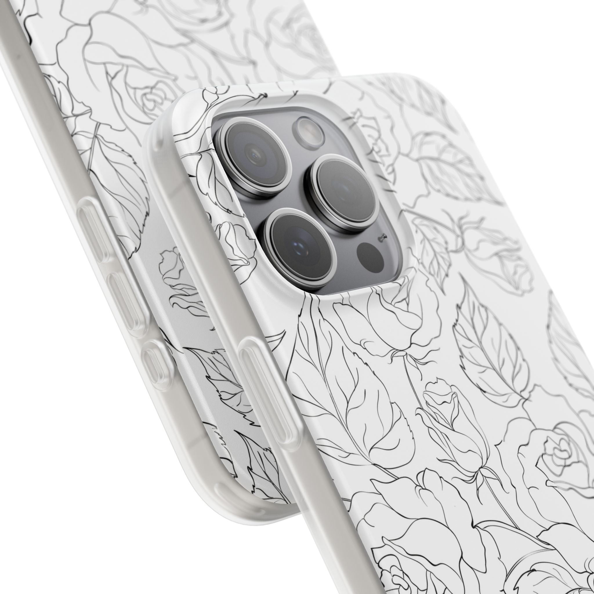 iPhone 15 Pro Max Flexi Case - Black Rose