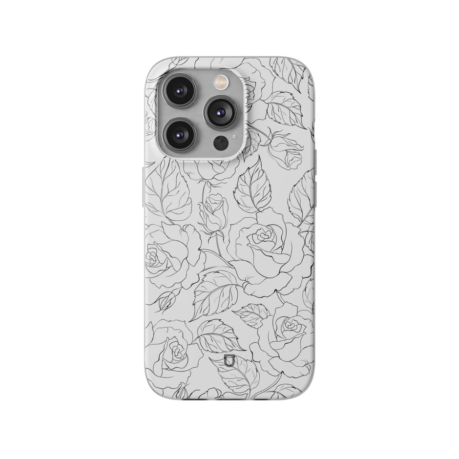 iPhone 14 Pro Flexi Case - Black Rose