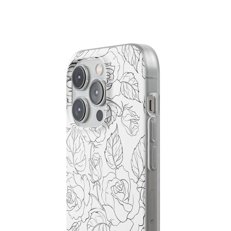 iPhone 14 Pro Flexi Case - Black Rose