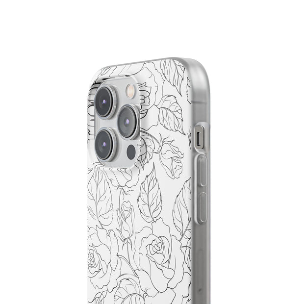 iPhone 14 Pro Flexi Case - Black Rose