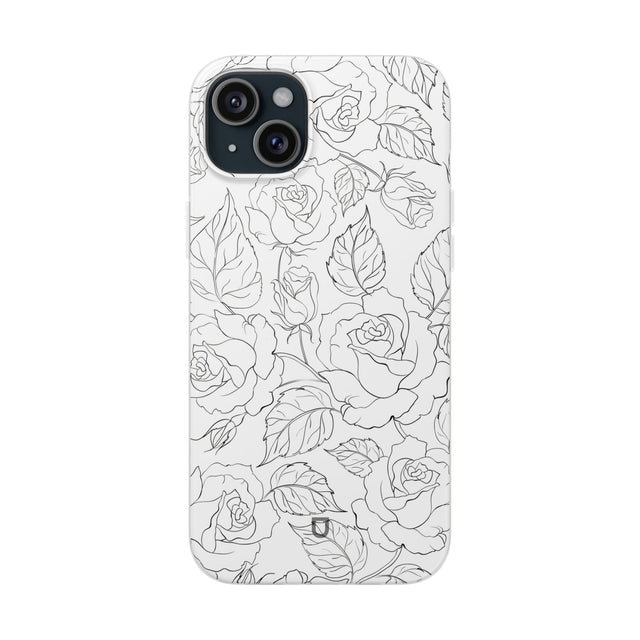 iPhone 15 Plus Flexi Case - Black Rose