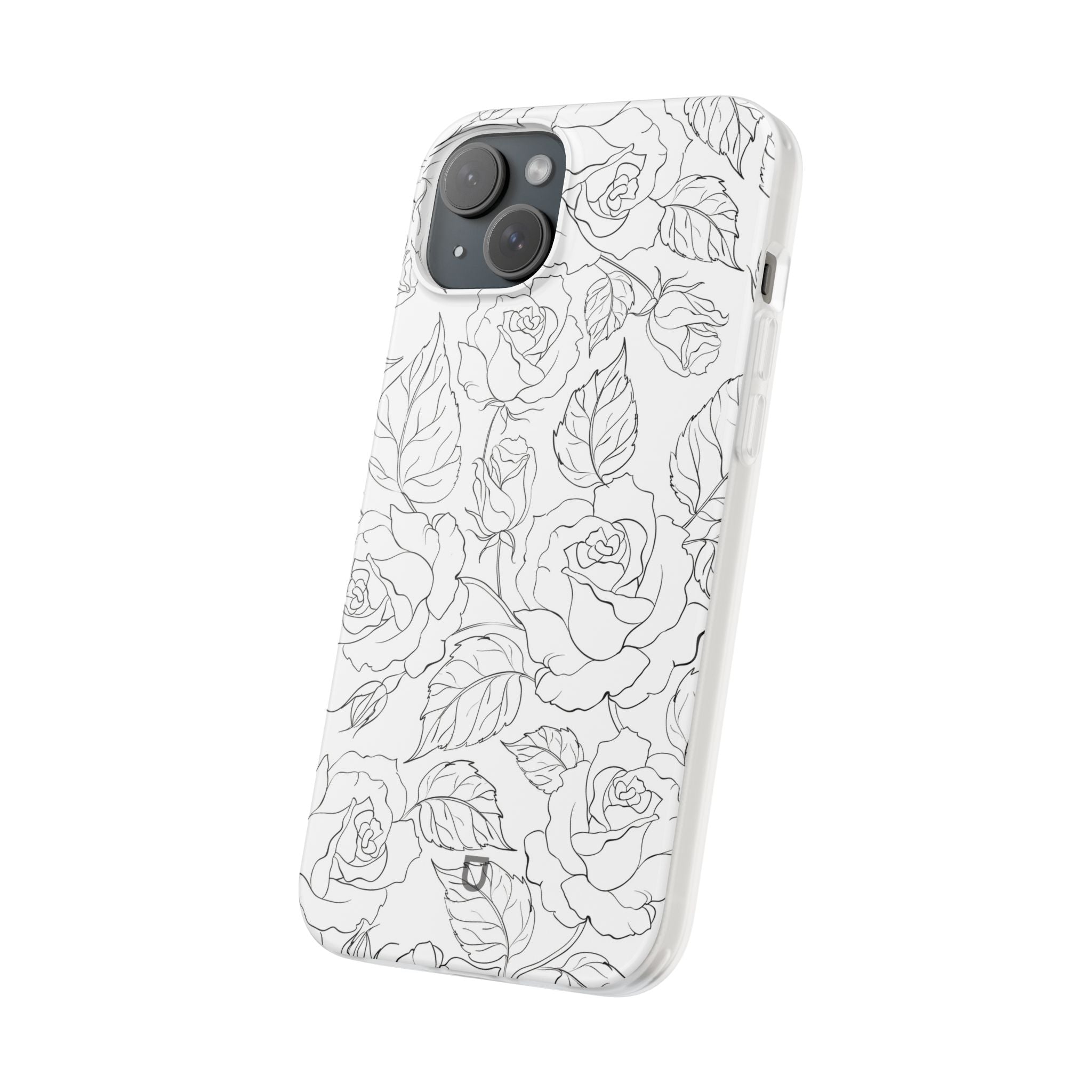 iPhone 15 Plus Flexi Case - Black Rose