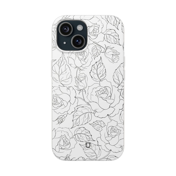 iPhone 15  Flexi Case - Black Rose
