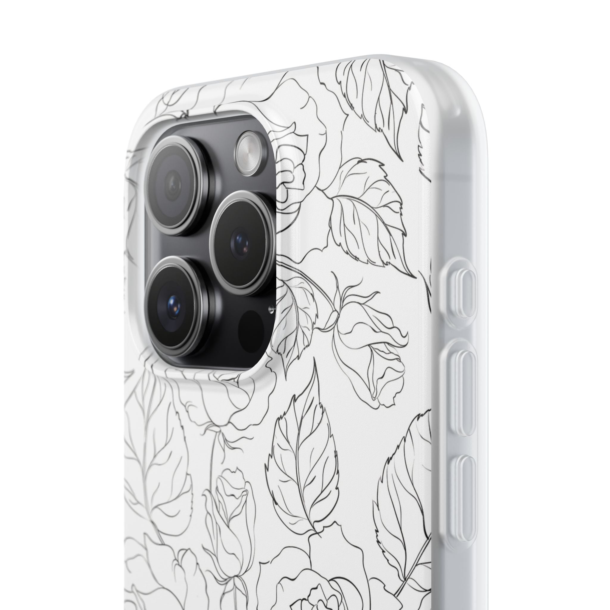 iPhone 15 Pro Flexi Case - Black Rose