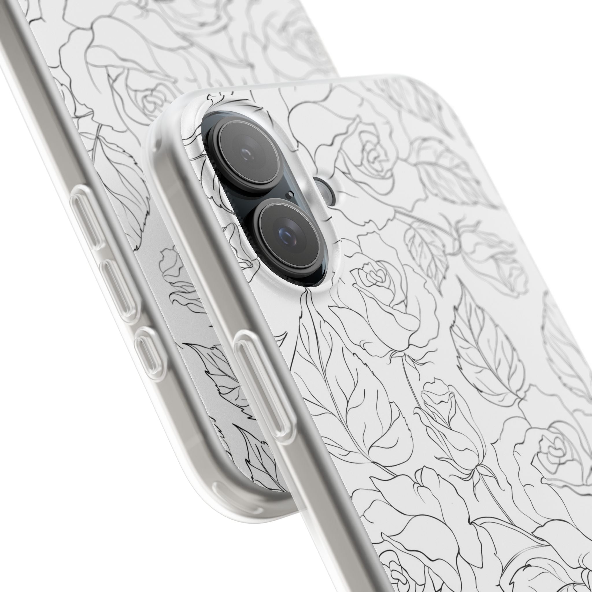 iPhone 16 Plus Flexi Case - Black Rose