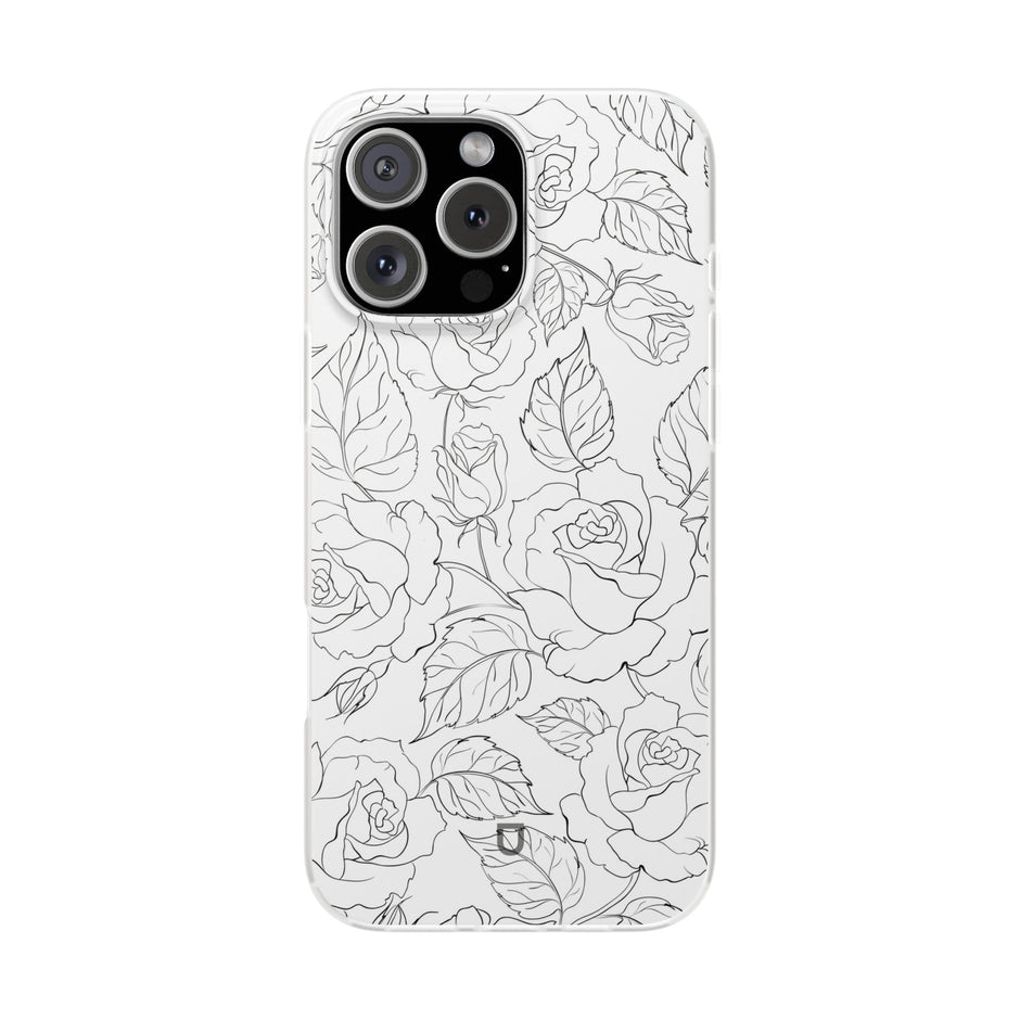 iPhone 16 Pro Max Flexi Case - Black Rose