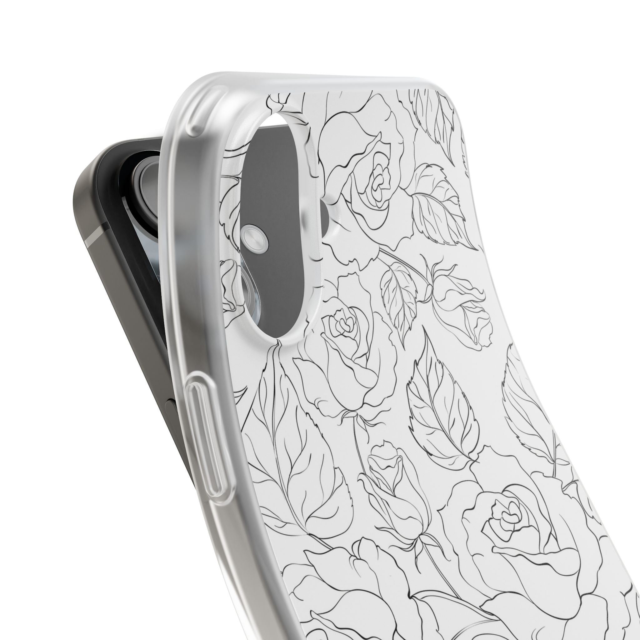 iPhone 16 Plus Flexi Case - Black Rose