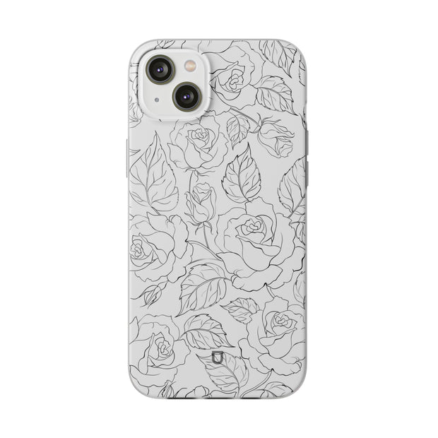 iPhone 14 Plus Flexi Case - Black Rose