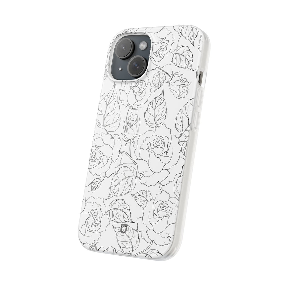 iPhone 15  Flexi Case - Black Rose
