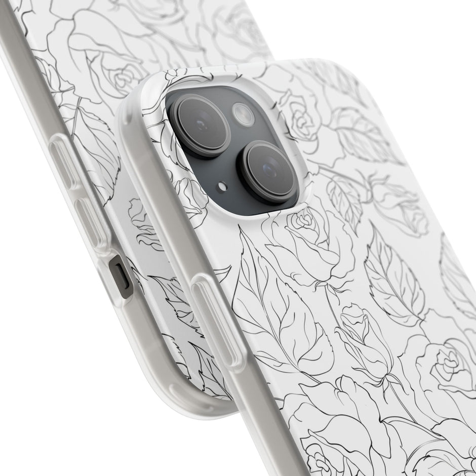 iPhone 15  Flexi Case - Black Rose