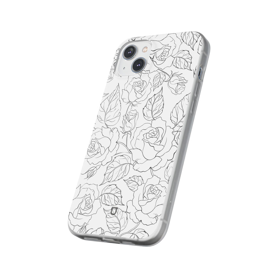 iPhone 14 Plus Flexi Case - Black Rose