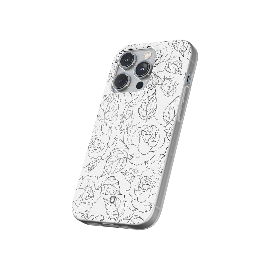 iPhone 14 Pro Flexi Case - Black Rose