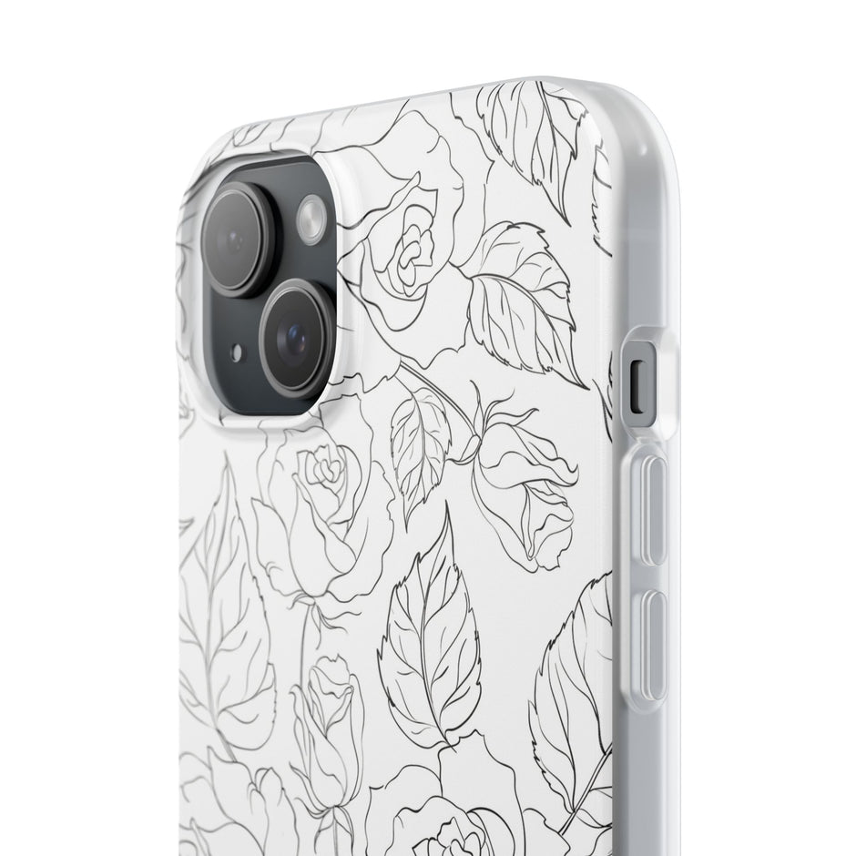 iPhone 15 Plus Flexi Case - Black Rose