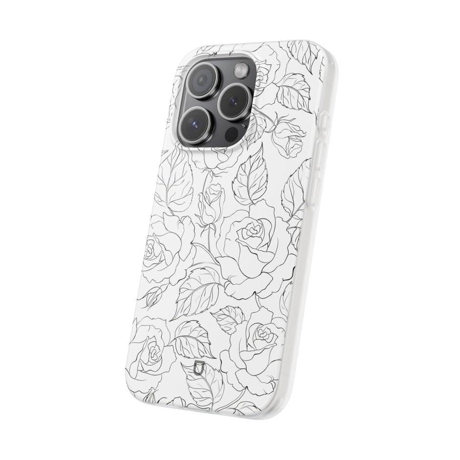 iPhone 15 Pro Flexi Case - Black Rose