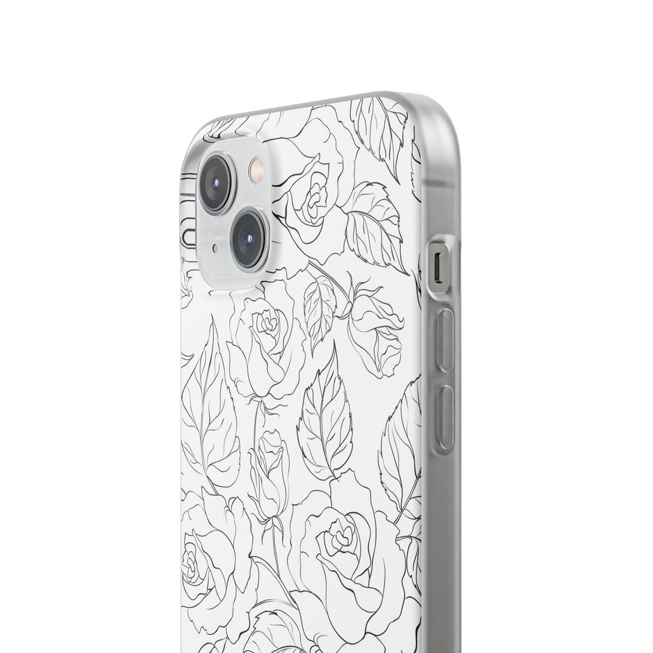 iPhone 14 Plus Flexi Case - Black Rose