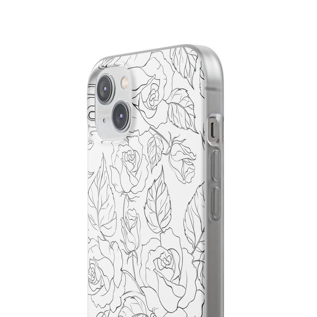 iPhone 14 Plus Flexi Case - Black Rose