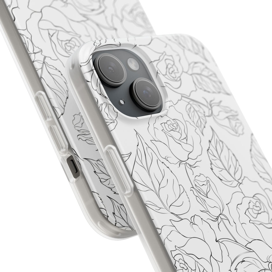 iPhone 15 Plus Flexi Case - Black Rose