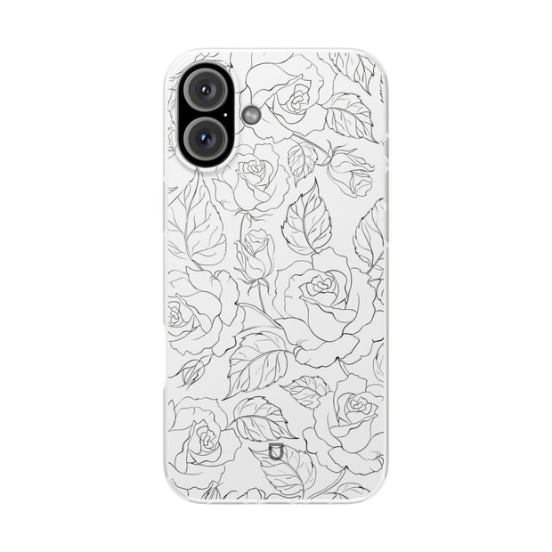 iPhone 16 Plus Flexi Case - Black Rose