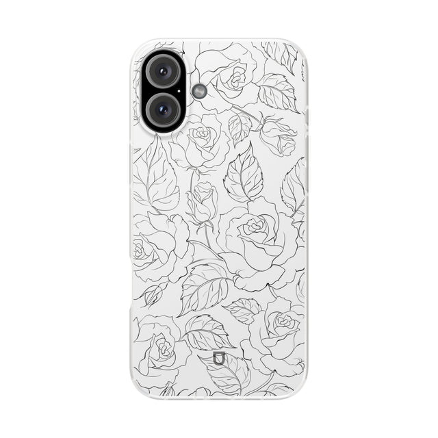 iPhone 16 Plus Flexi Case - Black Rose