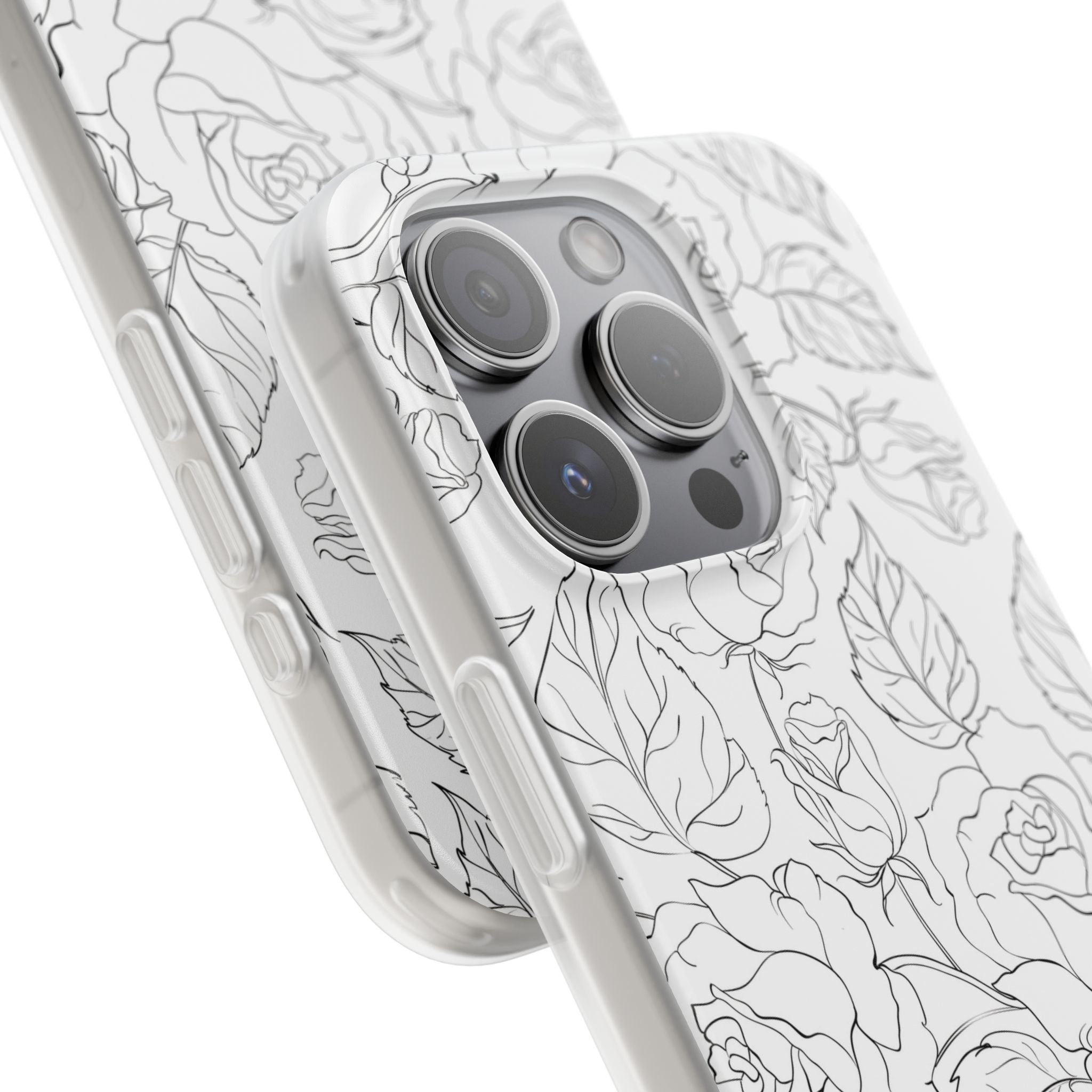 iPhone 15 Pro Flexi Case - Black Rose