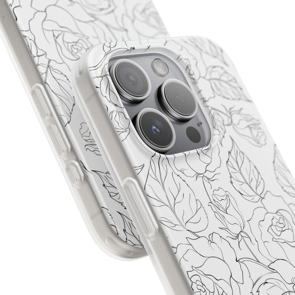 iPhone 15 Pro Flexi Case - Black Rose