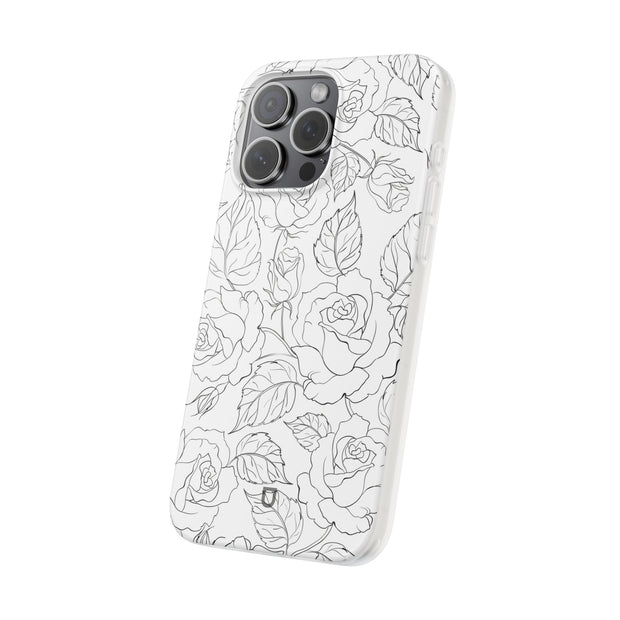 iPhone 15 Pro Max Flexi Case - Black Rose