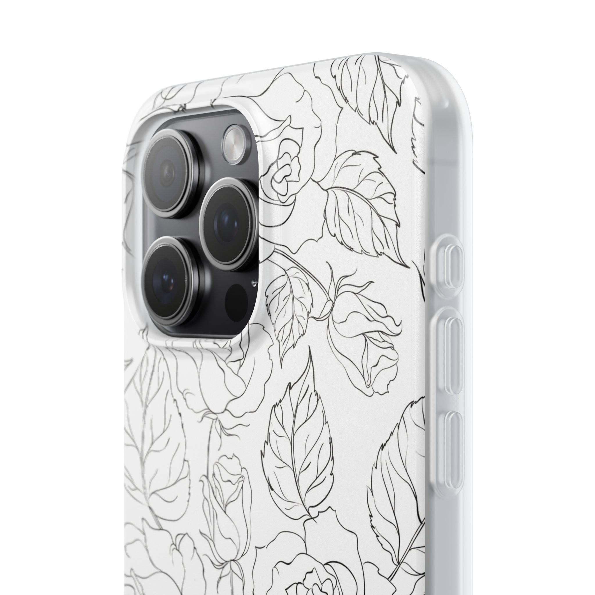 iPhone 15 Pro Max Flexi Case - Black Rose